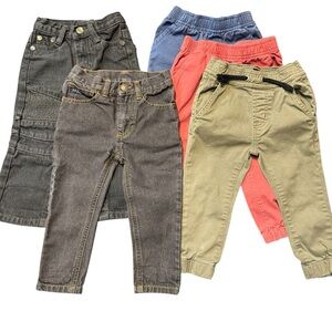 Kids Bottoms Set - Blue, Coral, Olive Green, Jeans